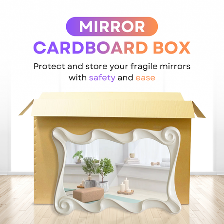 Large Double-Wall Mirror & Frame Box with Handles | Strong Cardboard for Shipping & Storage
