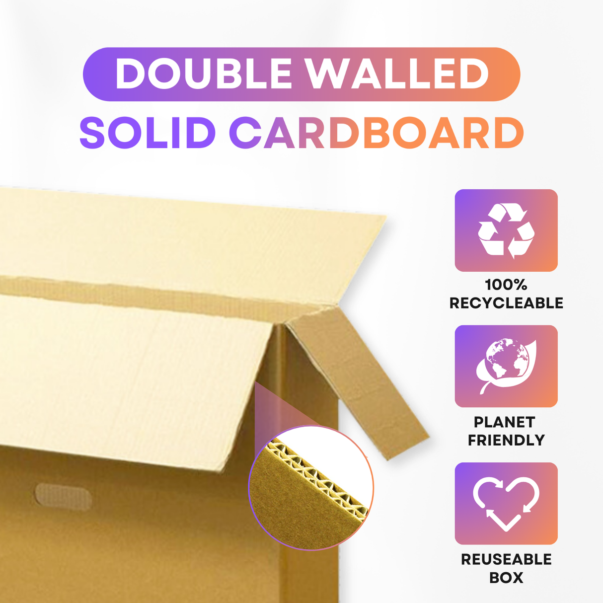 Large Double-Wall Mirror & Frame Box with Handles | Strong Cardboard for Shipping & Storage