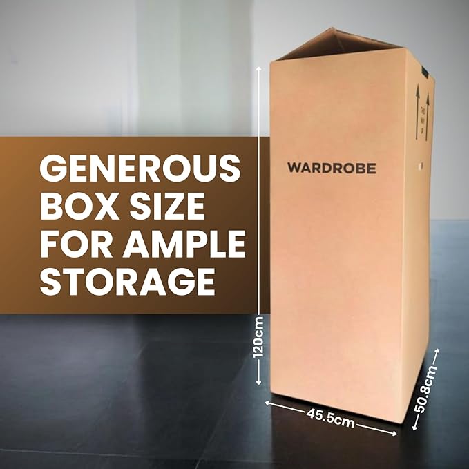 Double-Wall Wardrobe Moving Box with Hanging Rail | Strong & Spacious Clothing Box