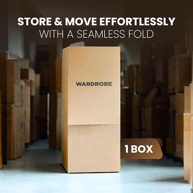 Double-Wall Wardrobe Moving Box with Hanging Rail | Strong & Spacious Clothing Box