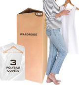 Double-Wall Wardrobe Moving Box with Hanging Rail | Strong & Spacious Clothing Box